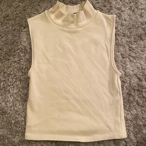 Cream High Neck Tank Top